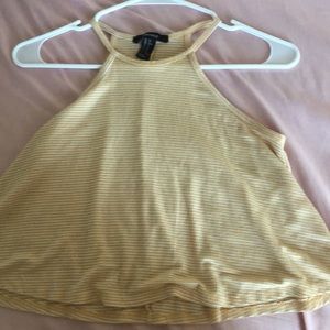 Yellow and white striped crop top